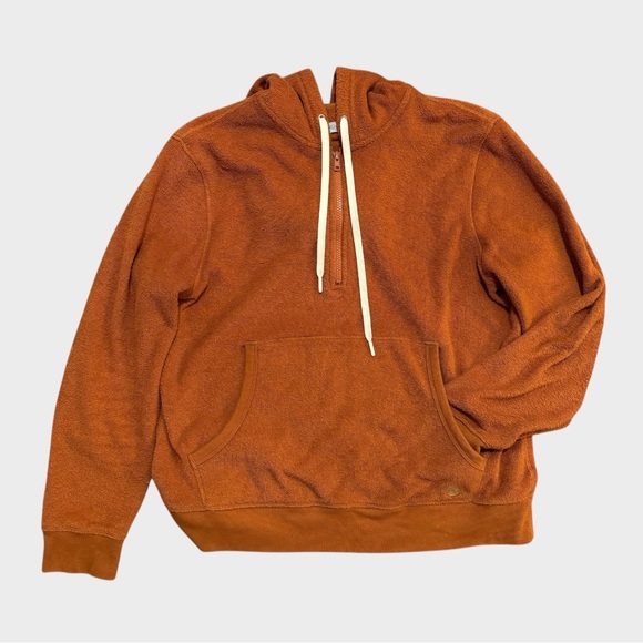 Outerknown Hightide Half Zip Hoodie Sweater Men’s Size Large Cedar Orange‎ - Picture 2 of 6
